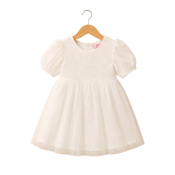 Glitter Tulle Frock - White