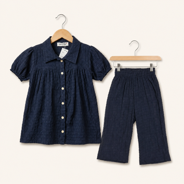 Girls Linen Co-ord Sets - Blue