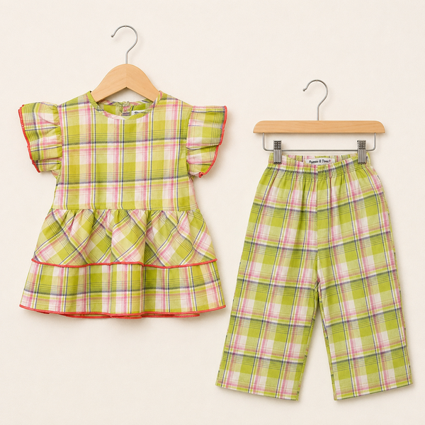 Girls Cotton Co-ord Sets - Green