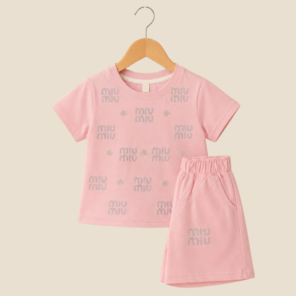 Black Cotton Co-ord set - Shocking Pink
