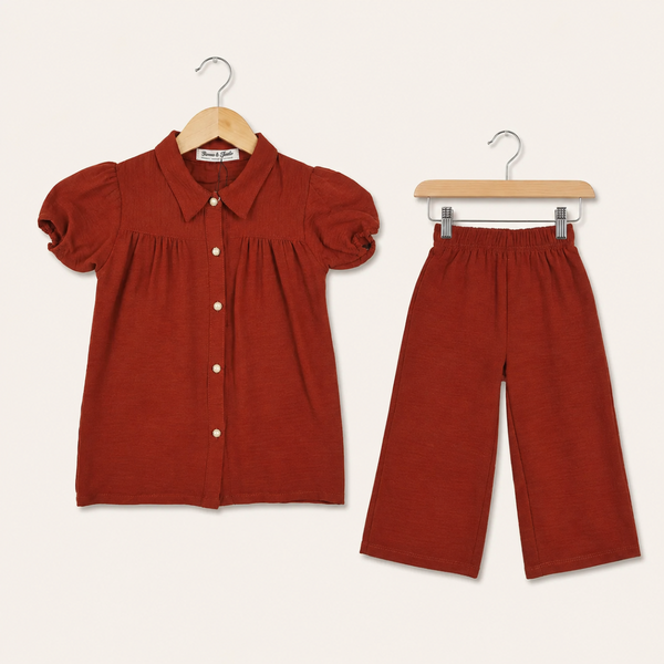Girls Linen Co-ord Sets - Orange