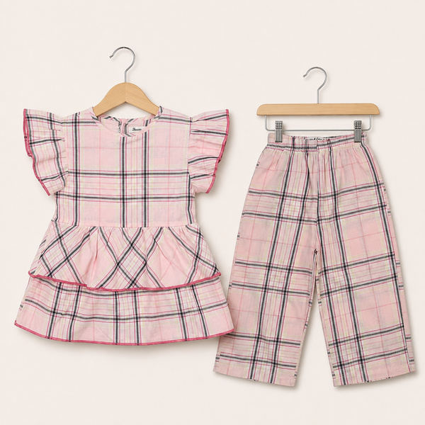 Girls Cotton Co-ord Sets - Pink