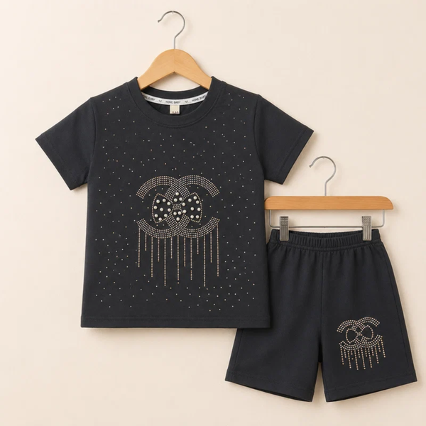 Black Cotton Co-ord set - Dark blue