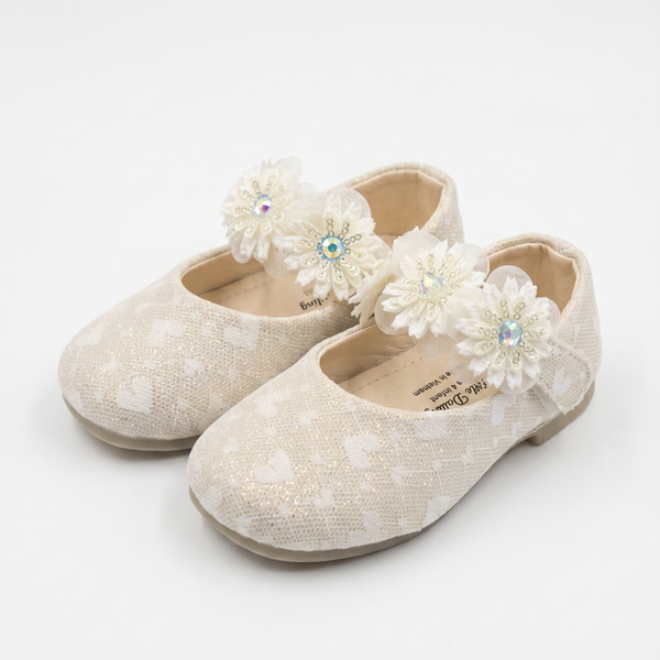 Girls Glitter Pumps - Beige