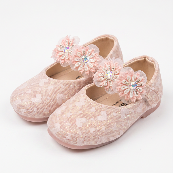 Girls Glitter Pumps - Pink