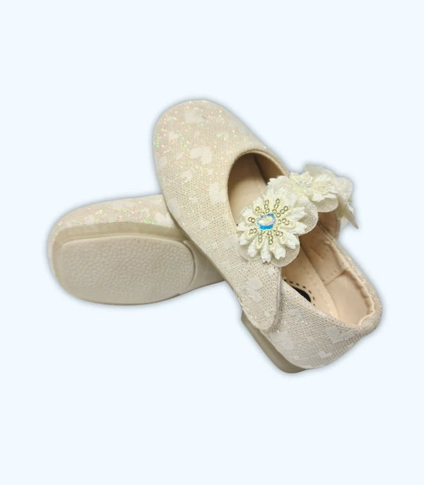 Beige Floral Flats