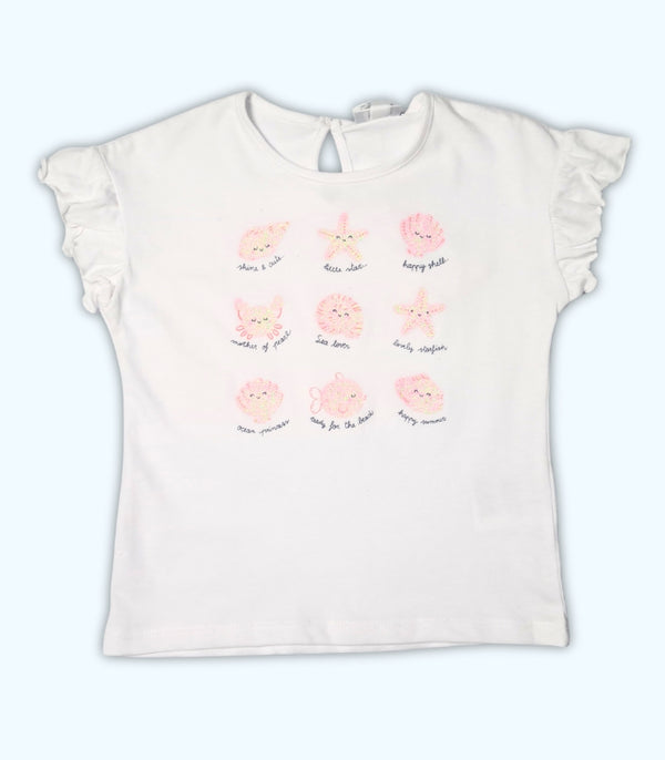 White Printed Tee