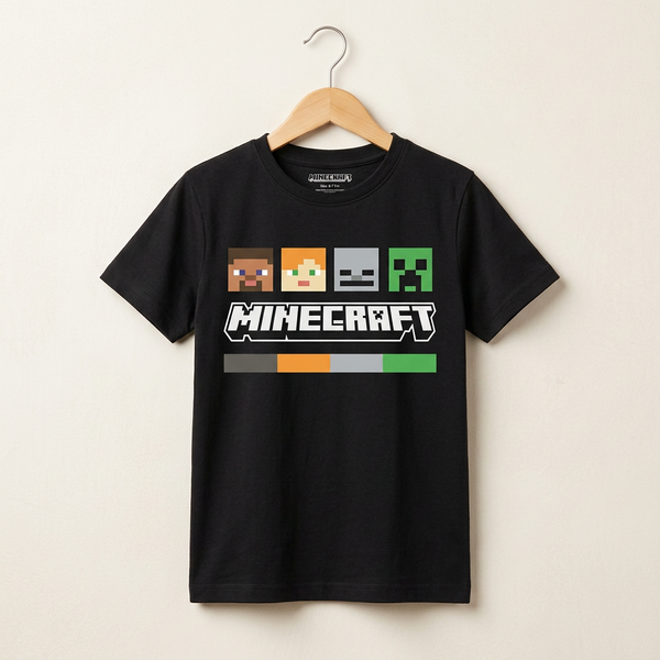 Minecraft Printed T-Shirt For Boy - Black