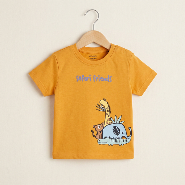 Children's Safari Animals Cotton Tee – Mustard Yellow - Mustard