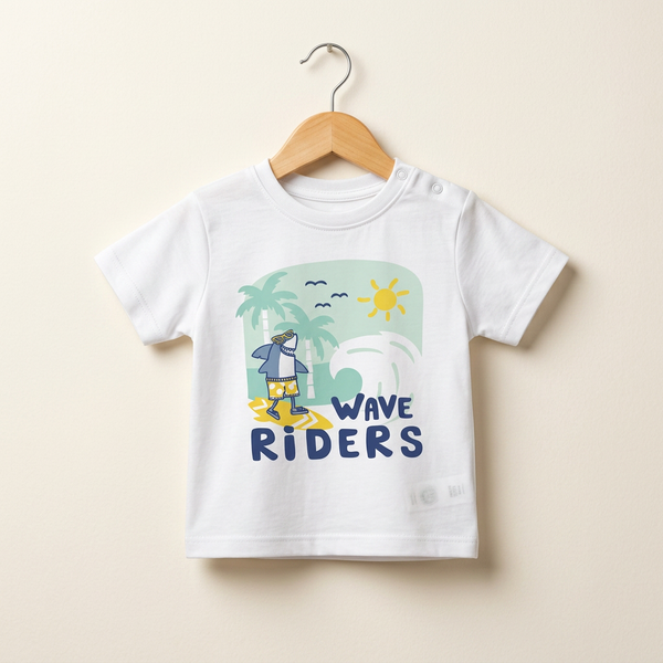 Children's Safari Animals Cotton Tee – Mustard Yellow - White