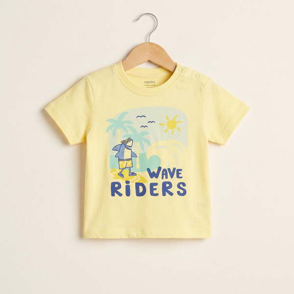 Children's Safari Animals Cotton Tee – Mustard Yellow - yellow