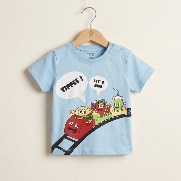 Kids Yellow Fast Food Rollercoaster Short Sleeve Shirt - Blue
