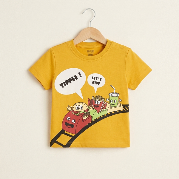 Kids Yellow Fast Food Rollercoaster Short Sleeve Shirt - Mustard
