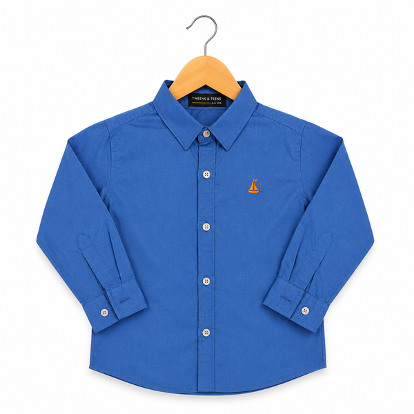 Classic Cotton Casual Long-Sleeve Shirt - Blue