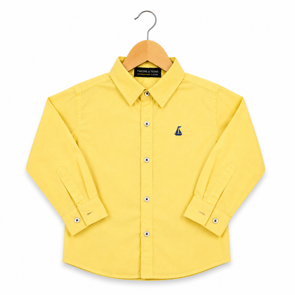 Classic Cotton Casual Long-Sleeve Shirt - yellow