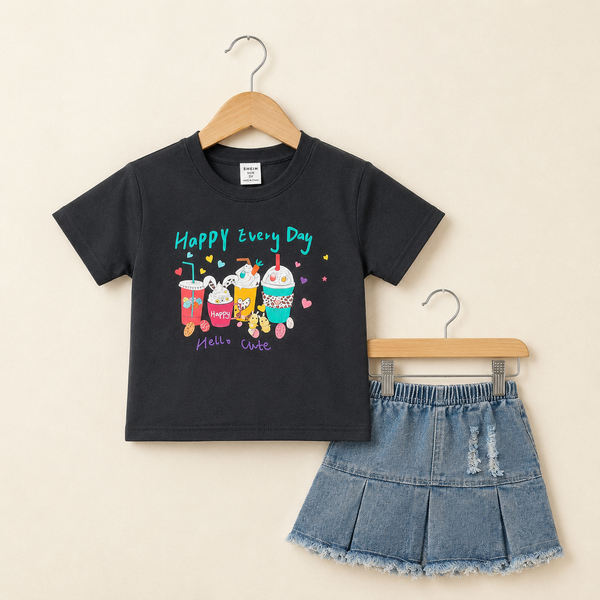 Belted Floral Pants Co-ord set - Black