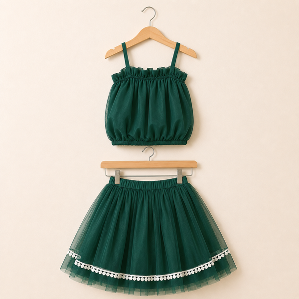 Belted Floral Pants Co-ord set - Green