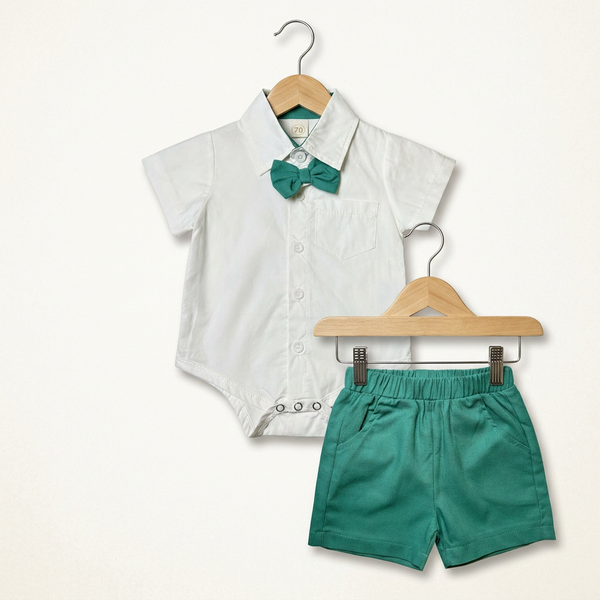 Sage Green Ruffled Crochet Romper - Green