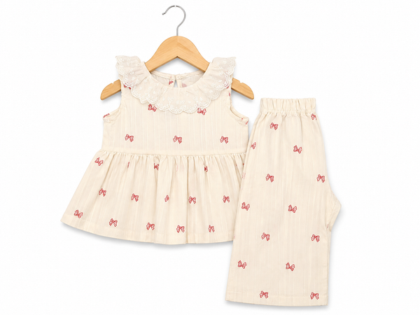 Summer printed frock & trouser - Beige
