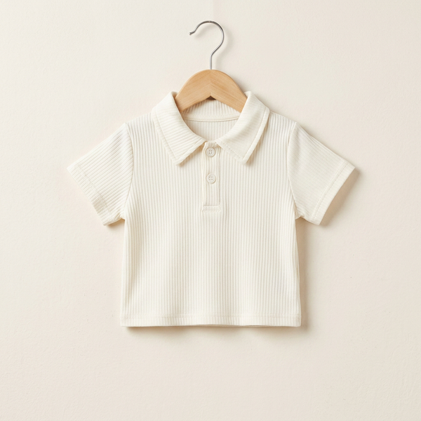 Girls Chic White Polo Top & Grey Skirt Outfit - Grey