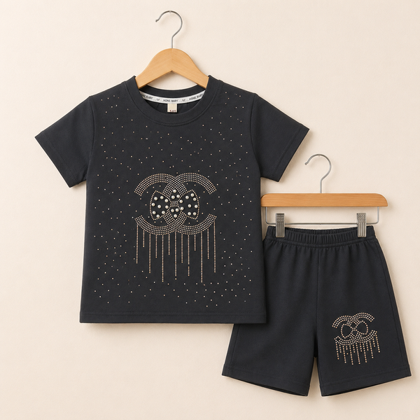 Black Cotton Co-ord set - Dark blue