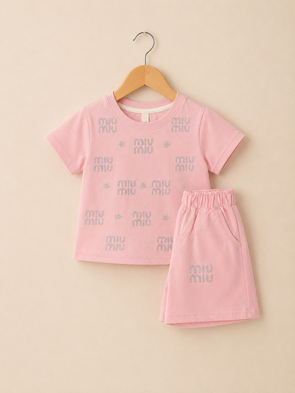 Black Cotton Co-ord set - Shocking Pink