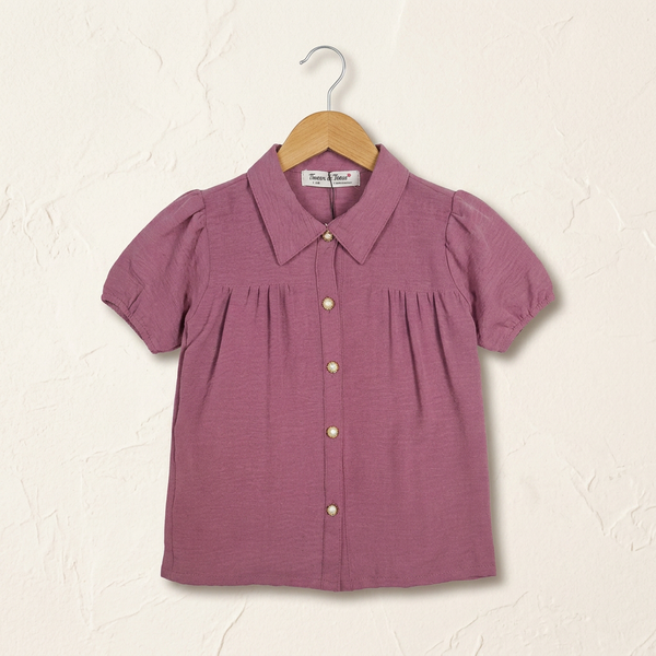 Girls Linen Co-ord Sets - Purple