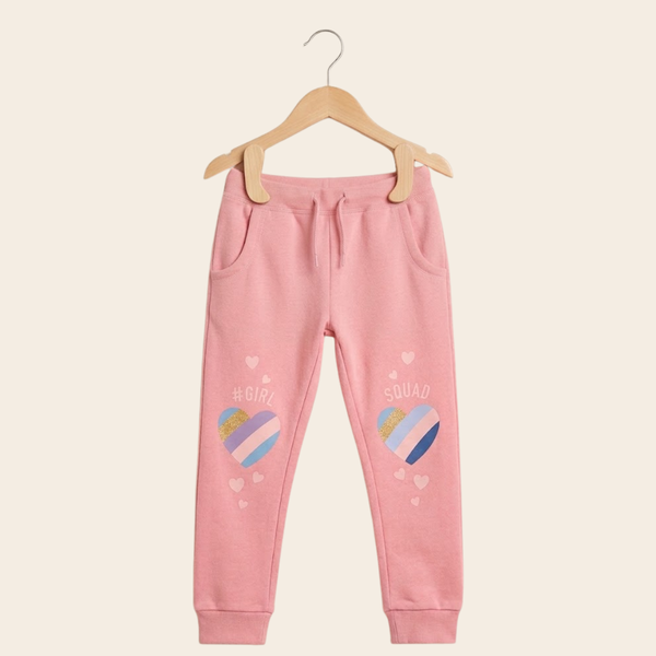 Girls' Printed Casual Trouser - Pink