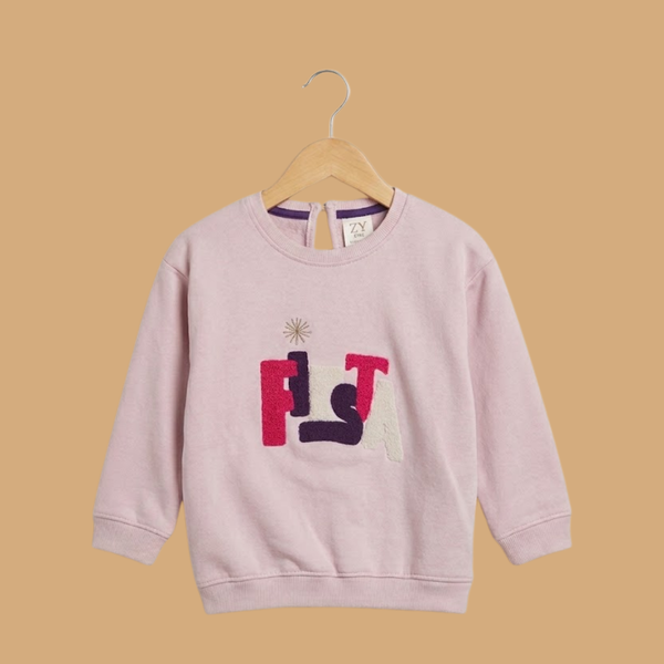 Girls' Graphic Print Sweatshirt - Light Pink