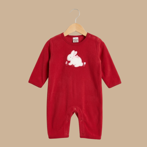 Newborn Girls' Bunny Graphic Romper - Red