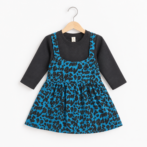 Girls' Layered Pinafore Top & Dress - Blue