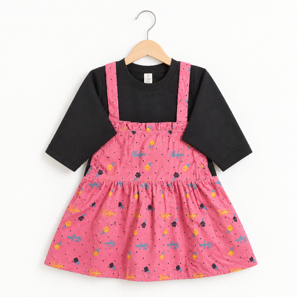 Girls' Layered Pinafore Top & Dress - Pink