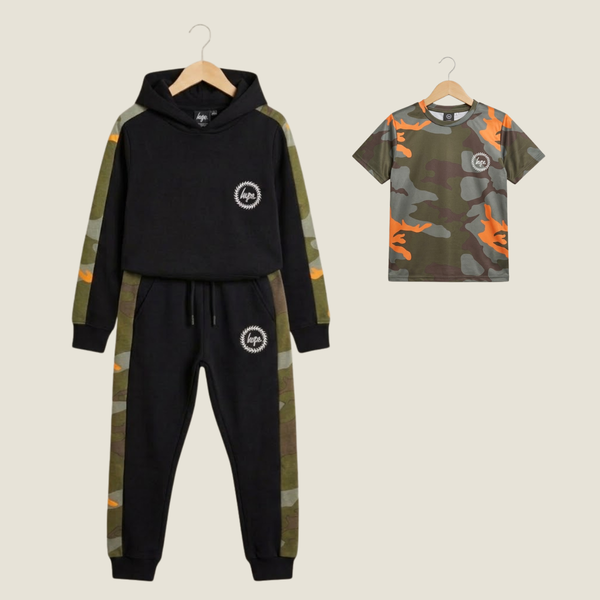 Boys' Camo Hoodie & Jogger Set - Black