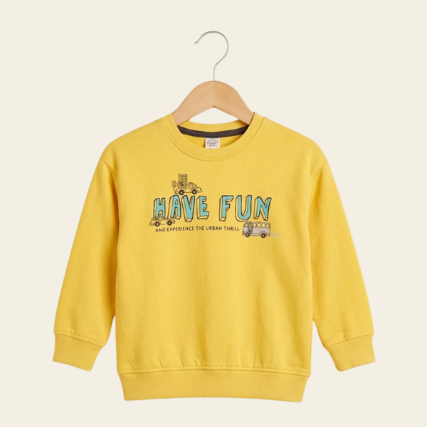 Boys' "Have Fun" Slogan Pullover - yellow