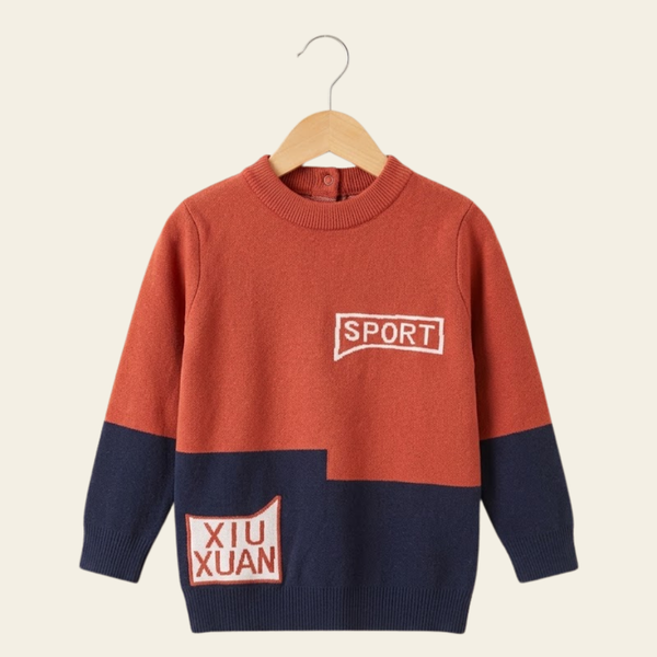 Boys' Colorblock Ribbed Knit Sweater - Orange