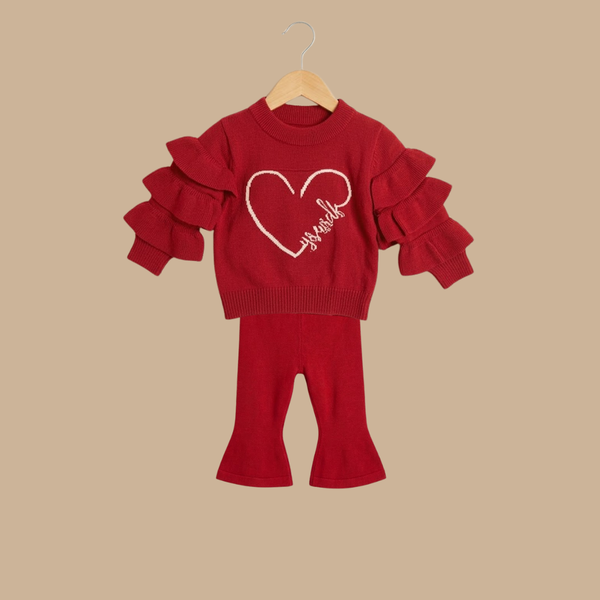 Newborn Girls' Knit Romper & Top Set - Red