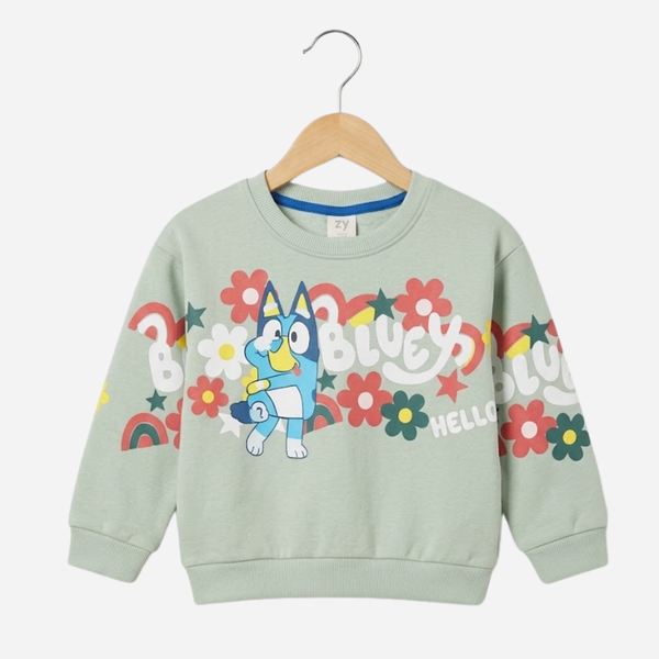 Girls' Graphic Fleece Sweatshirt - Light Green