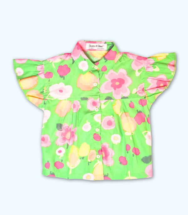 Green Floral Top