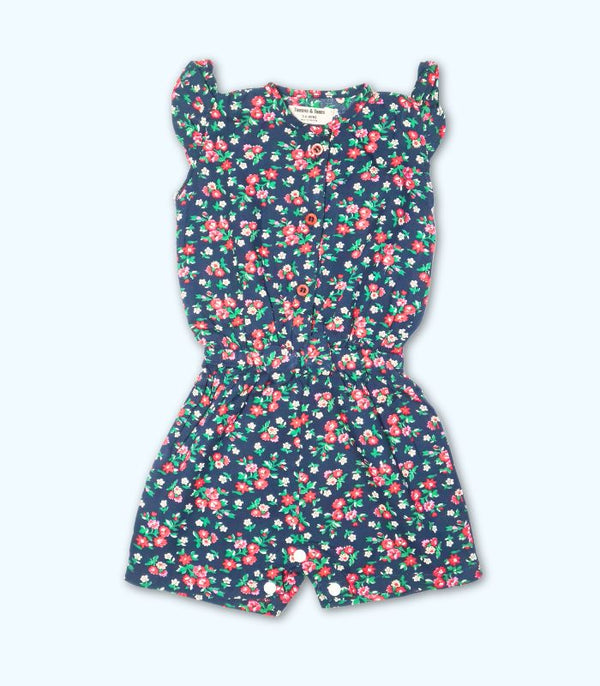 Navy Blue Floral Romper