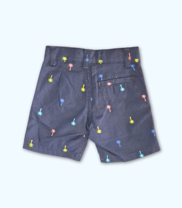 Navy Blue Printed Shorts