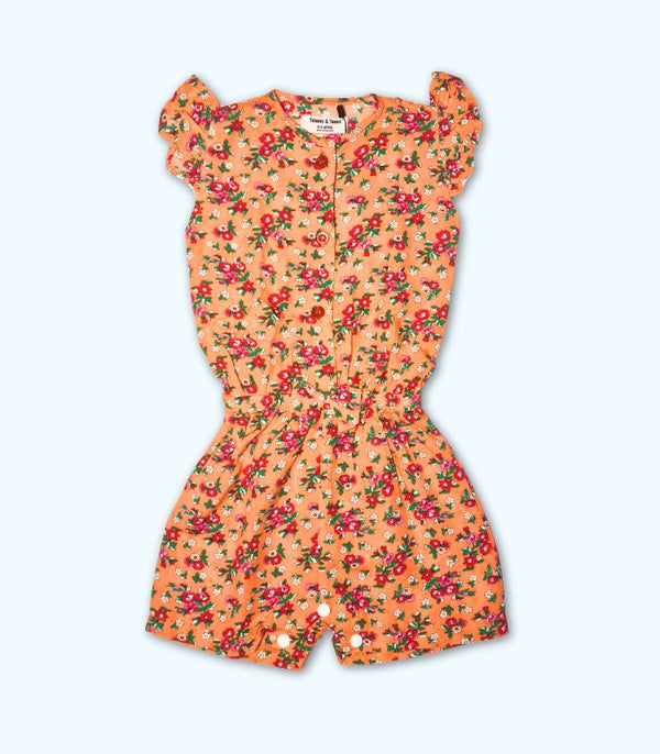 Orange Floral Romper