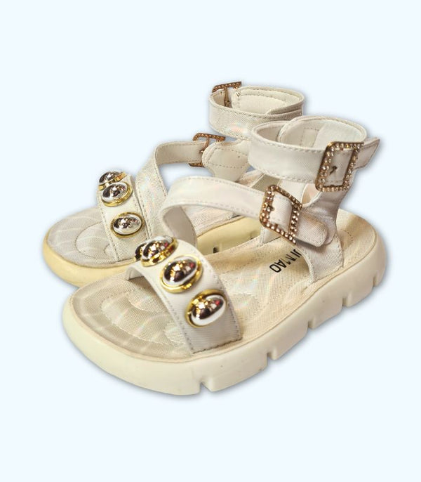 White Buckle Sandles